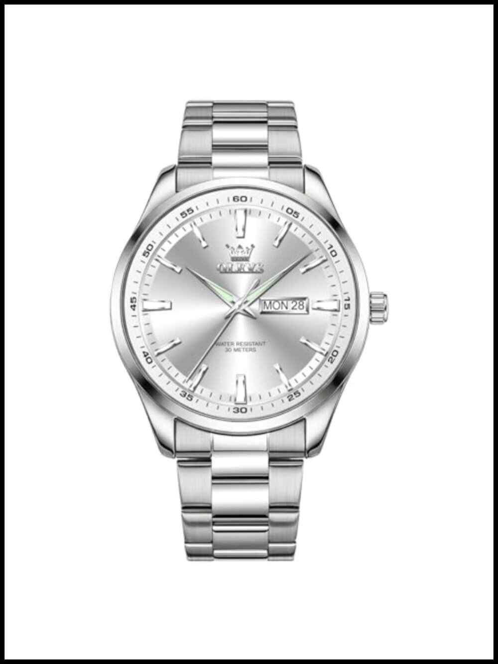 Men's Casual Stainless Steel Watch Quartz Water Resistant Big Face